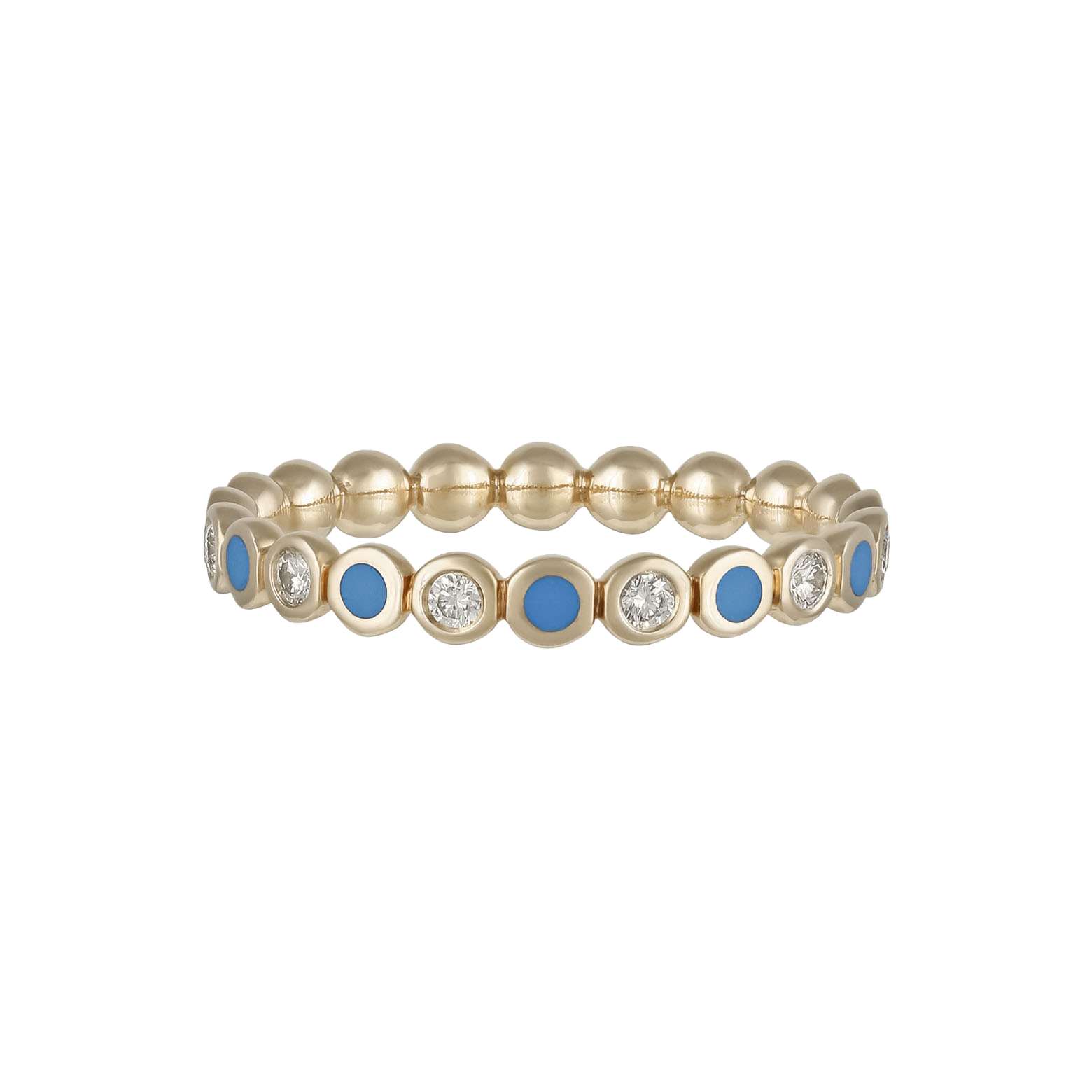 Ring in 18K rose gold with VS-G diamonds and turquoise enamel